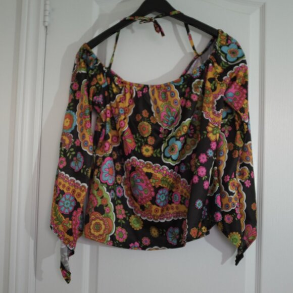 COPY - COPY - Smiffys Colorful Bohemian floral parsley blouse neck tie 1X - Picture 2 of 6